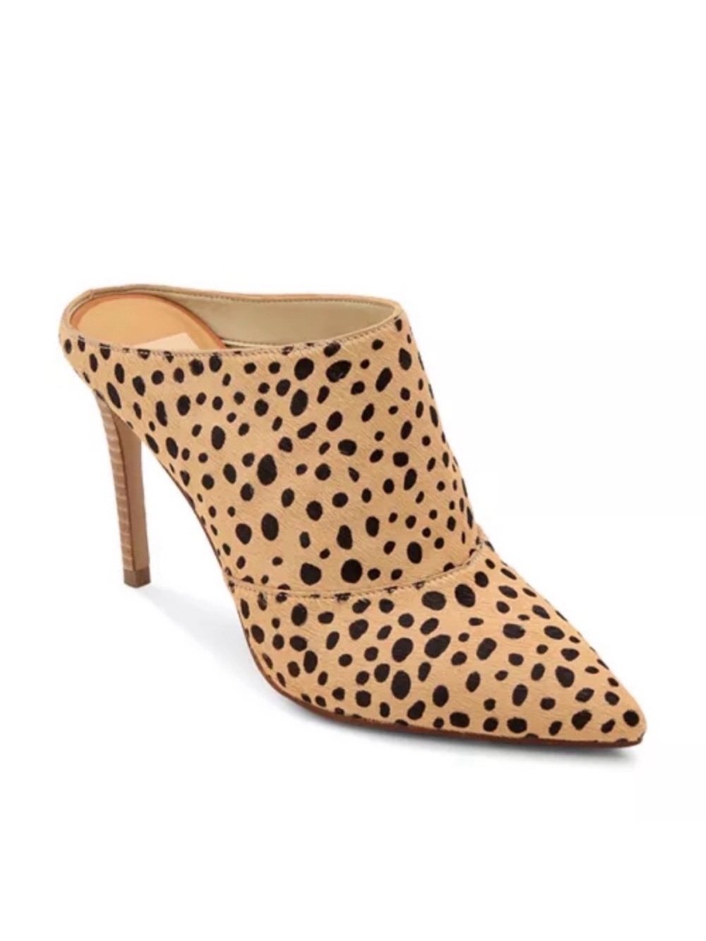 Dolce Vita Tan with Black Leopard Print Pointed Mule